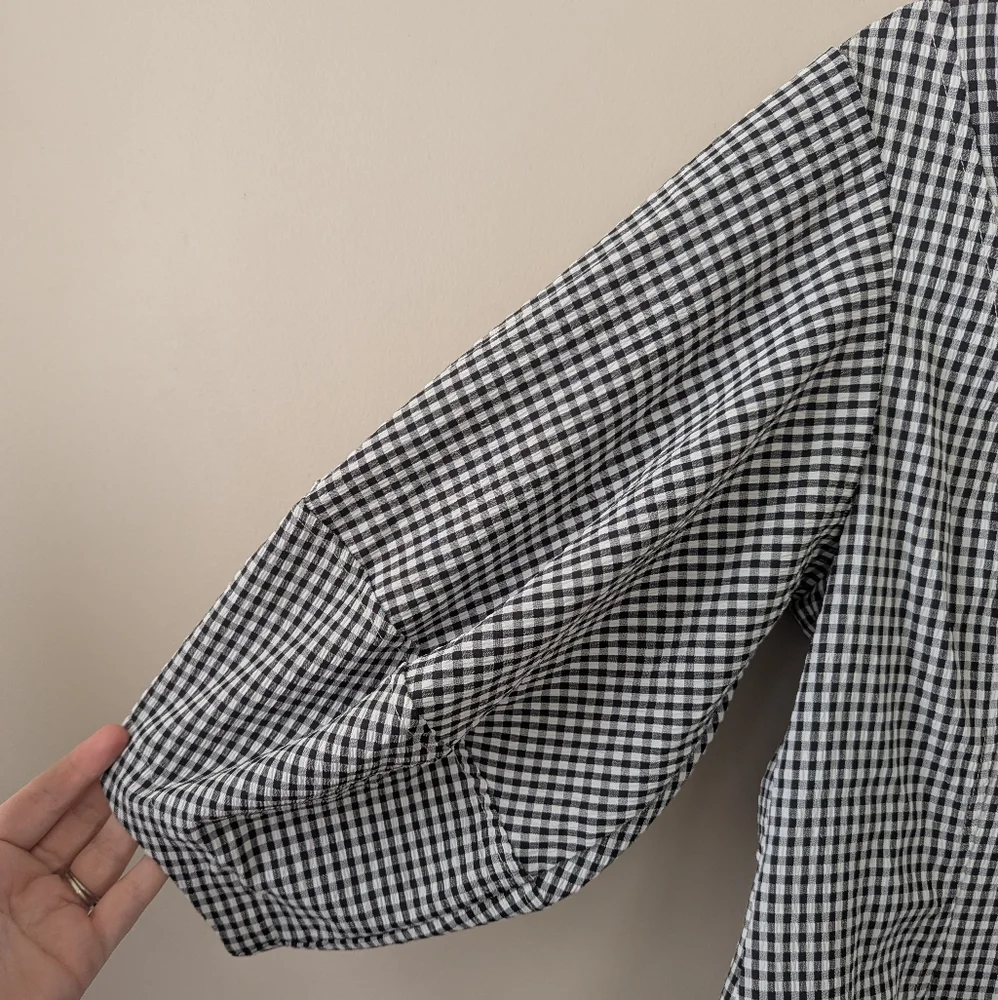 Tuckernuck Pomander Place Black‎ Gingham Malarie Top Puff Sleeve XS